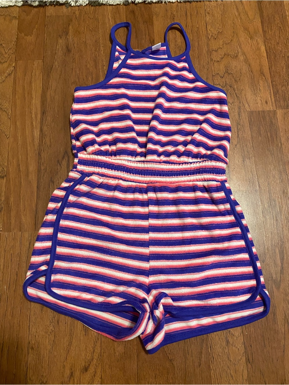 Old Navy Pink, Purple & White Striped Tank Romper